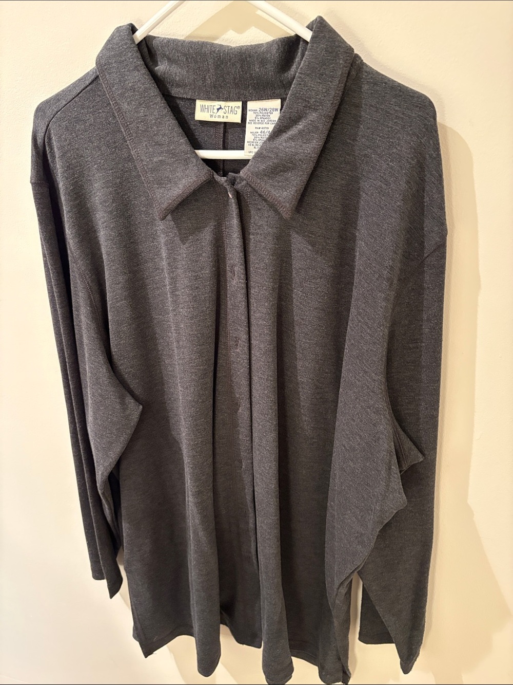 White Stag Men's Dark Gray Button-Front Casual Shirt